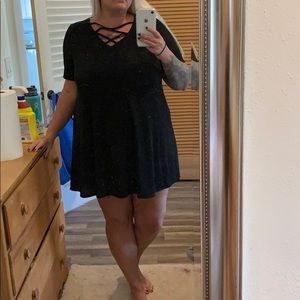 Boo hoo plus size rubbed cross front swing dress